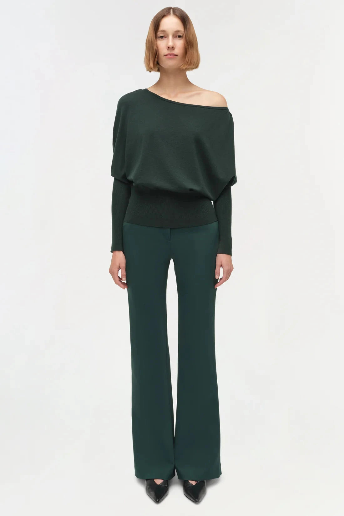 Lavina Off Shoulder Sweater Emerald Sweater - Crewneck Simkhai 