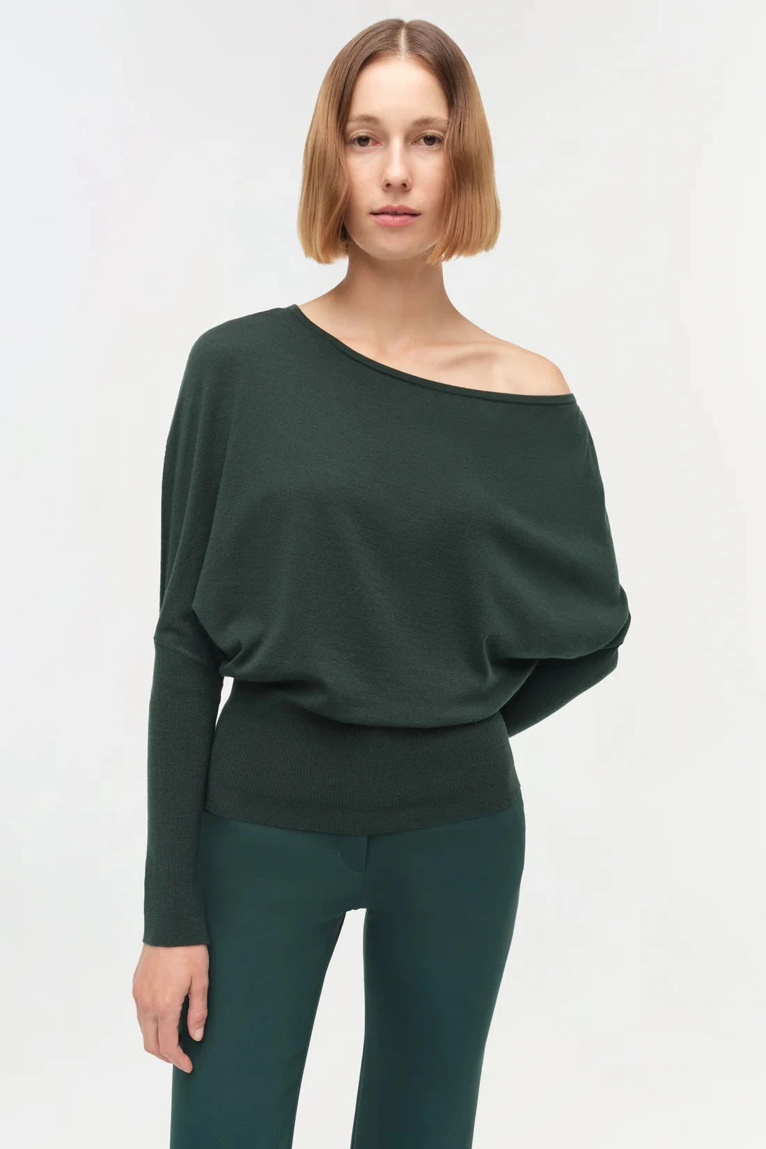 Lavina Off Shoulder Sweater Emerald Sweater - Crewneck Simkhai 