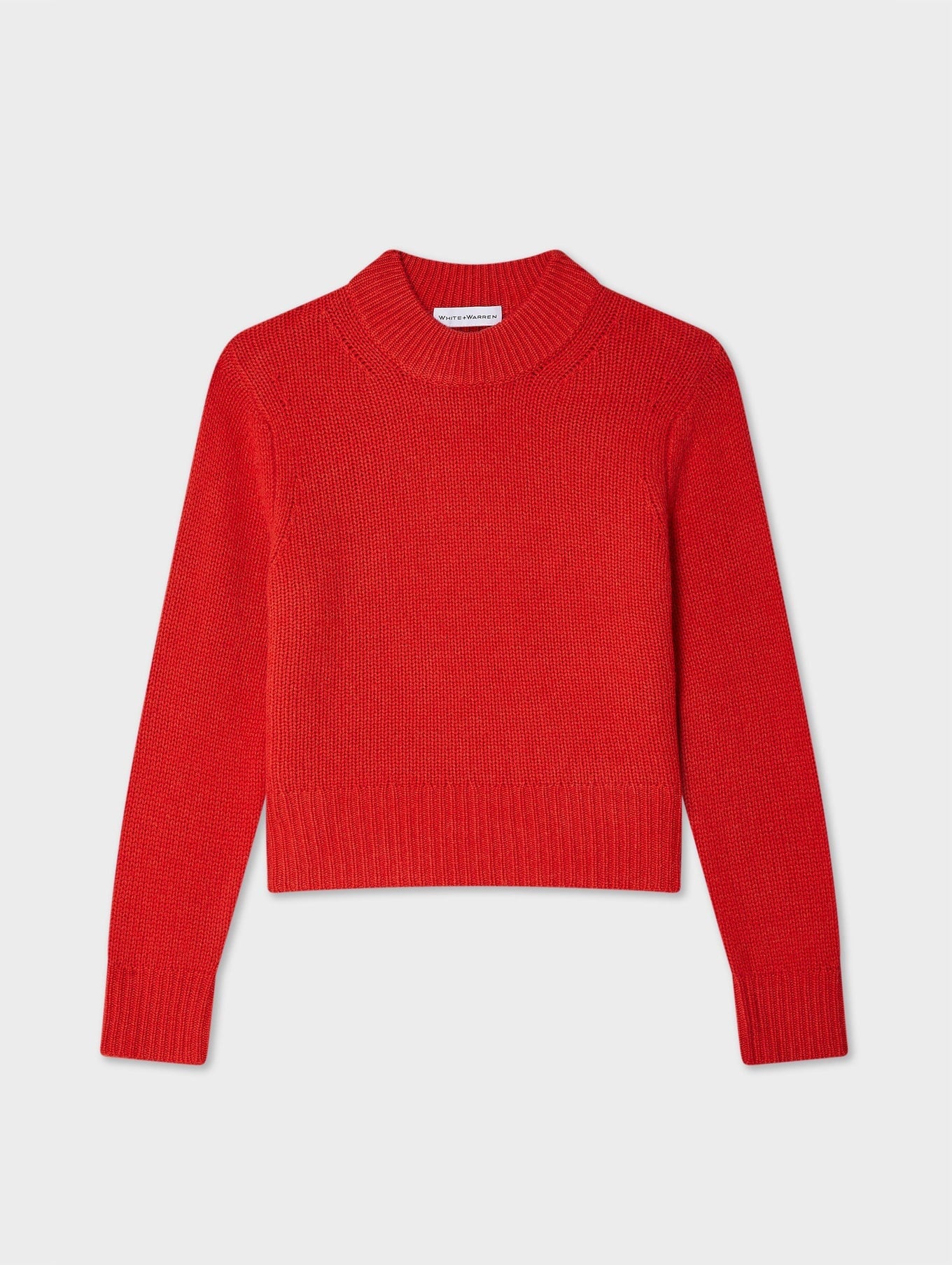 Cashmere Wide Ribbed Crewneck Carmine Red Sweater - Crewneck White + Warren 