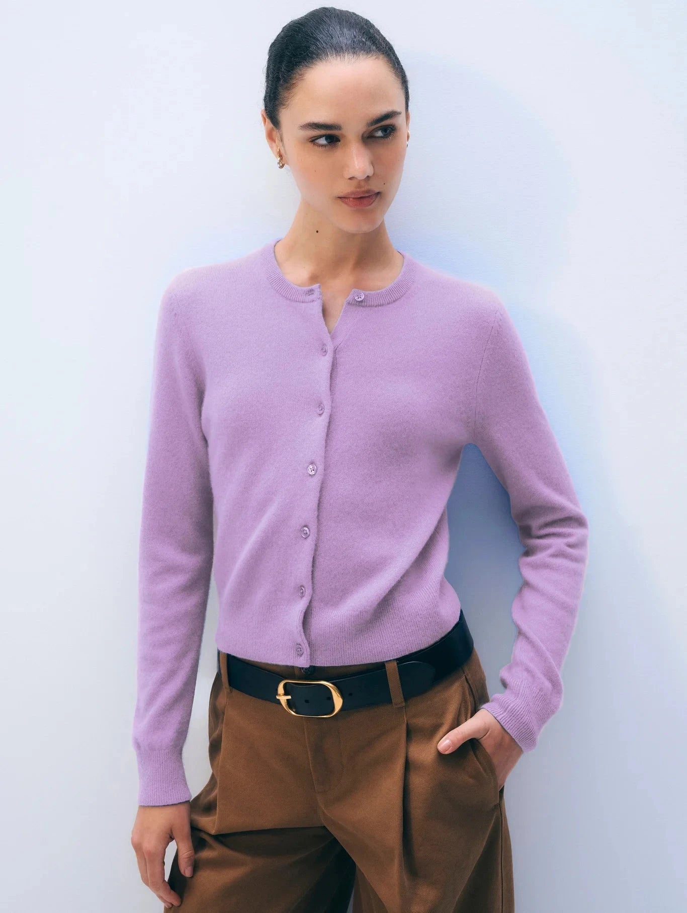 Cashmere Crew Soft Plum Sweater - Crewneck White + Warren 