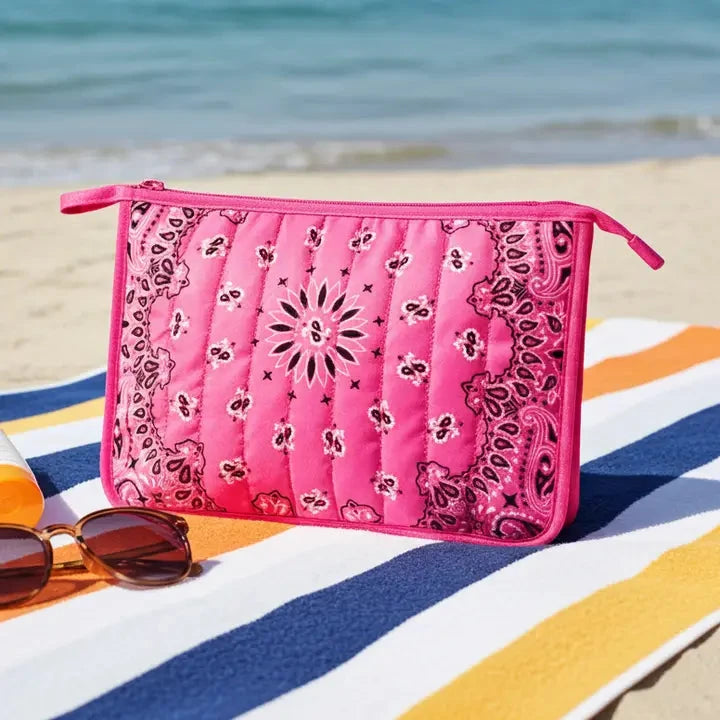 Beau Bandana Pouch Hot Pink Cosmetic Haute Shore 
