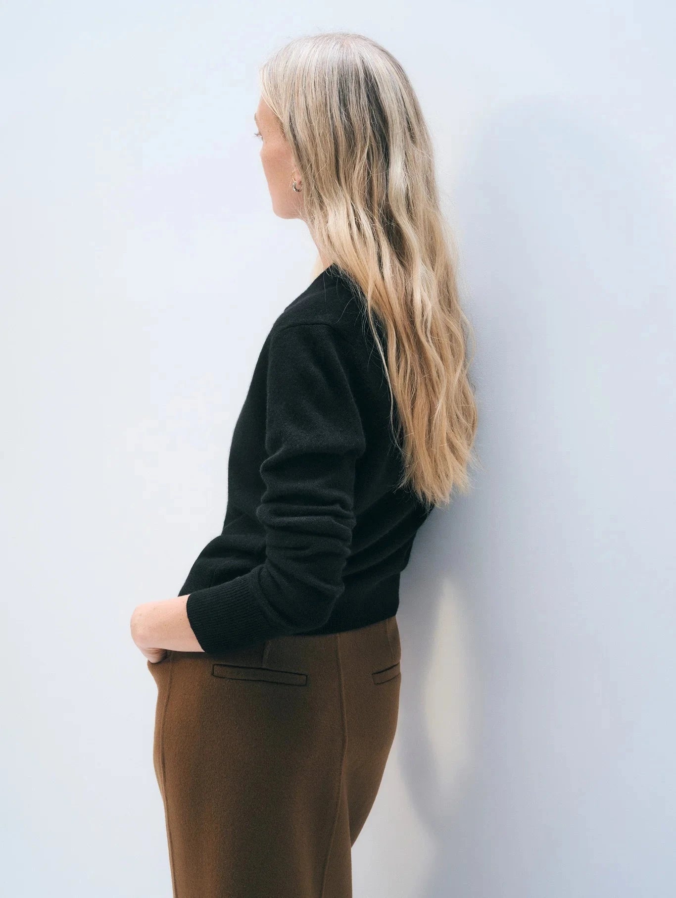 Cashmere Collard Cardigan Black Sweater - Cardigans White + Warren 