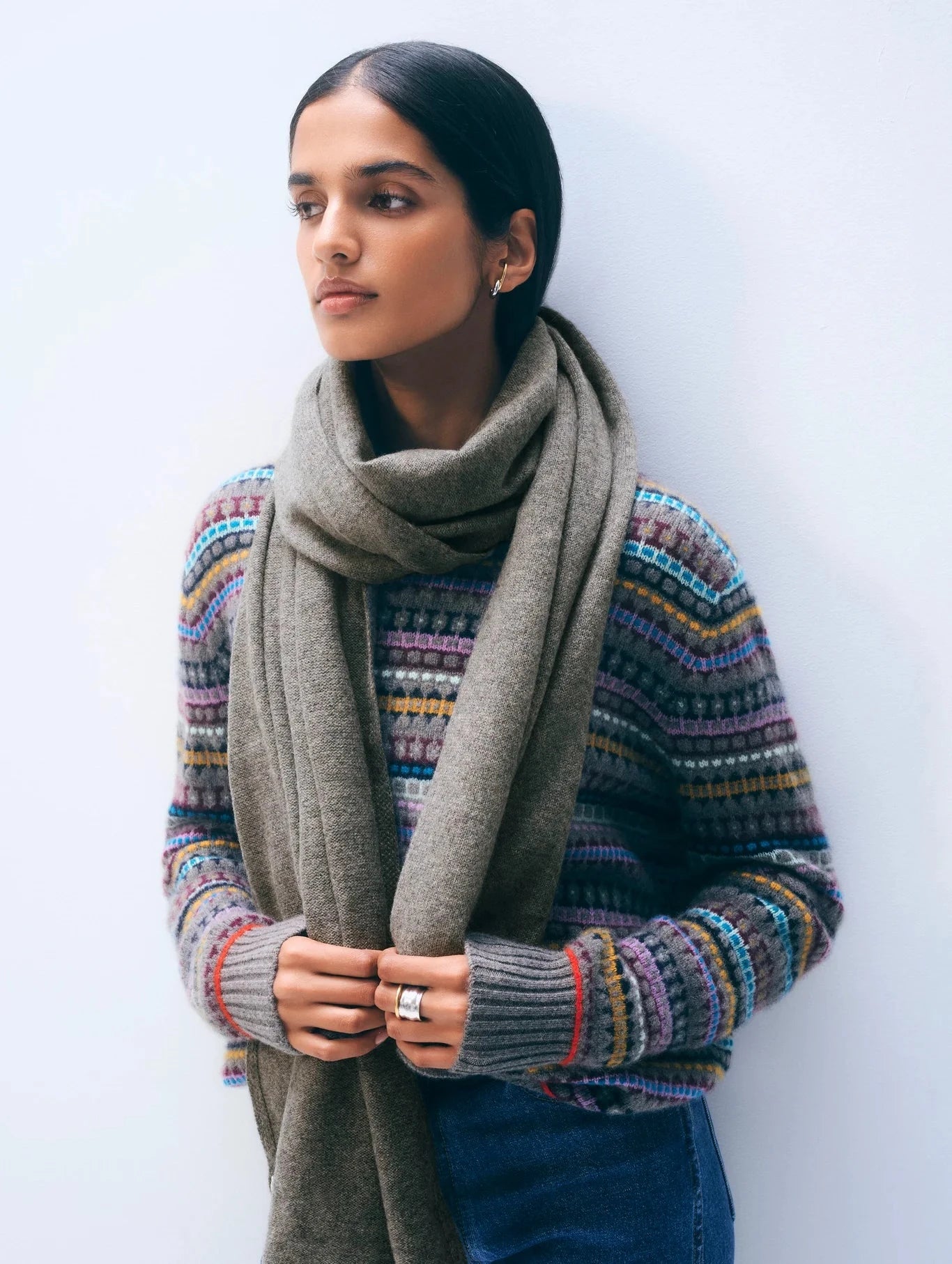 Cashmere Mini Scarf Ashen Brown Scarves White + Warren 