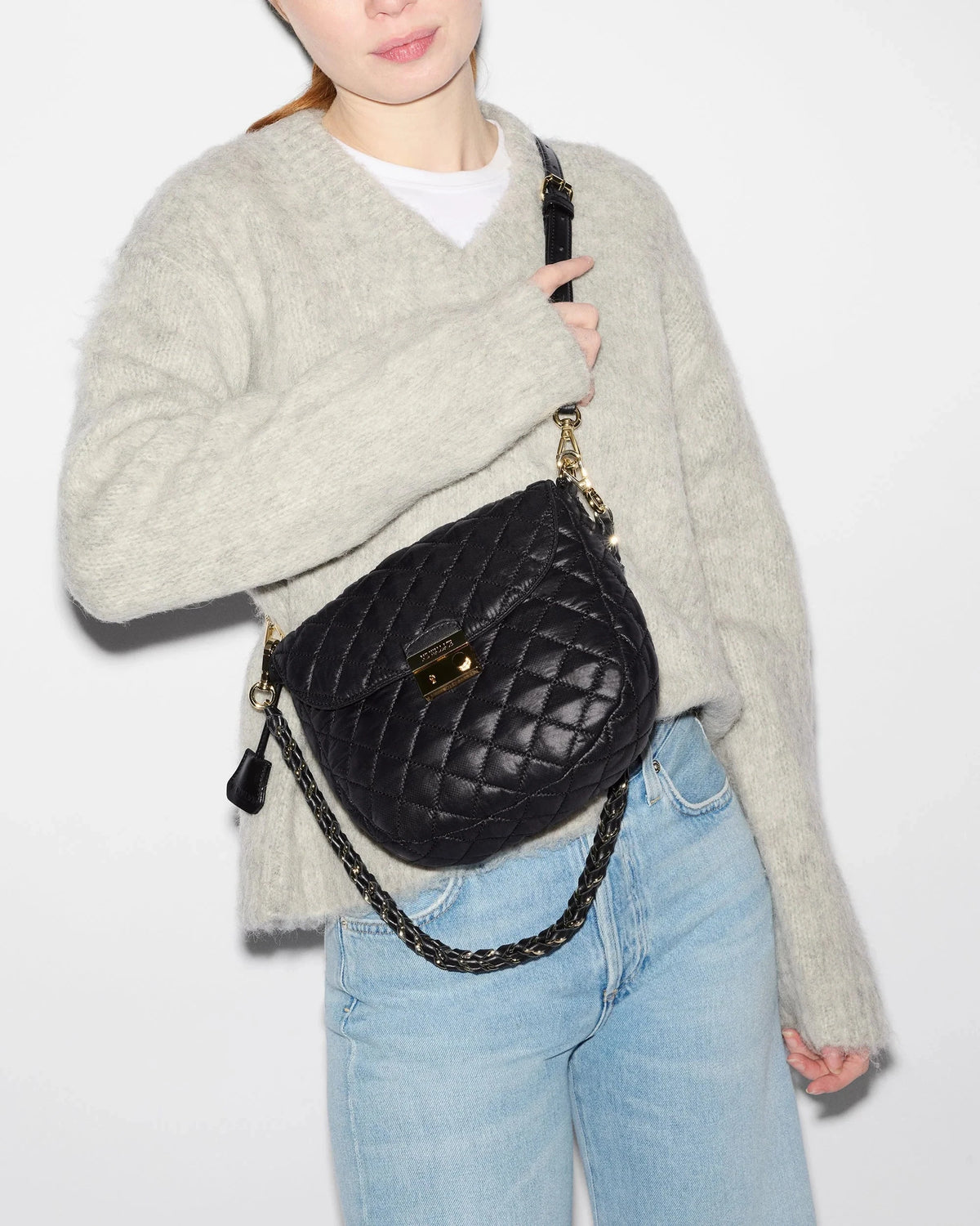 Crosby Lock Saddle Black Crossbody MZ Wallace 