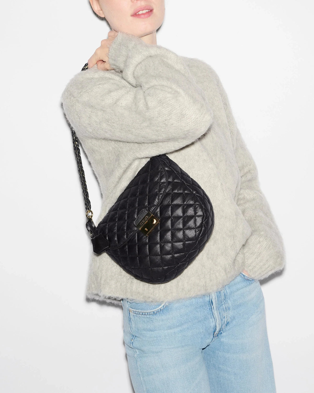 Crosby Lock Saddle Black Crossbody MZ Wallace 