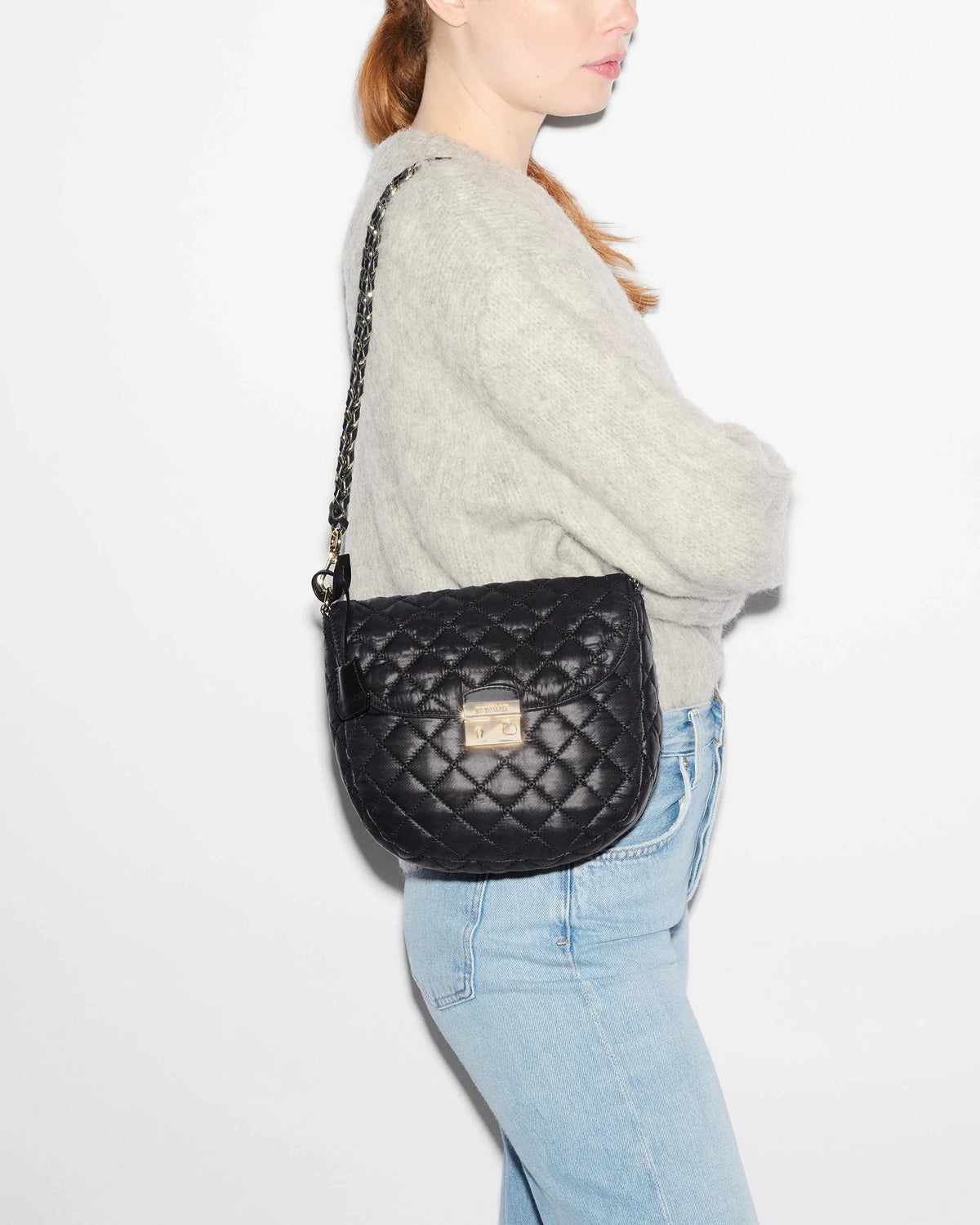 Crosby Lock Saddle Black Crossbody MZ Wallace 