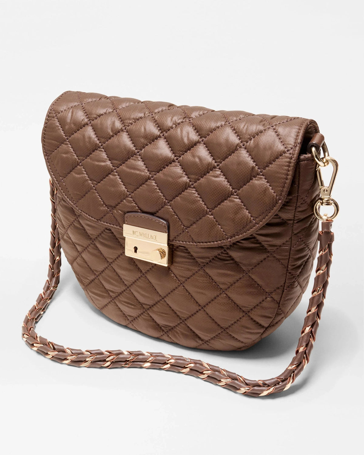 Crosby Lock Saddle Walnut Brown Crossbody MZ Wallace 