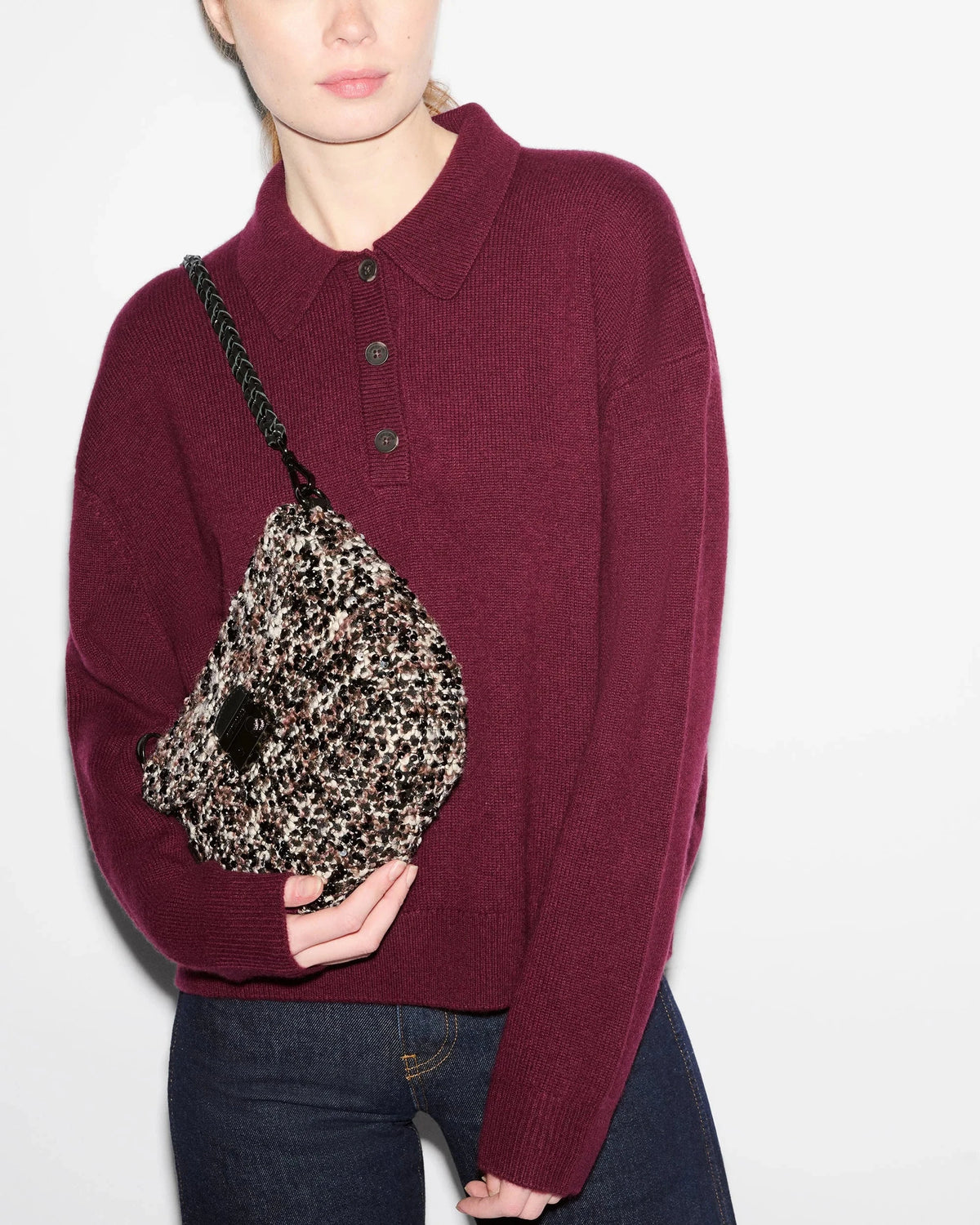 Crosby Lock Saddle Sequin Winter Boucle Crossbody MZ Wallace 