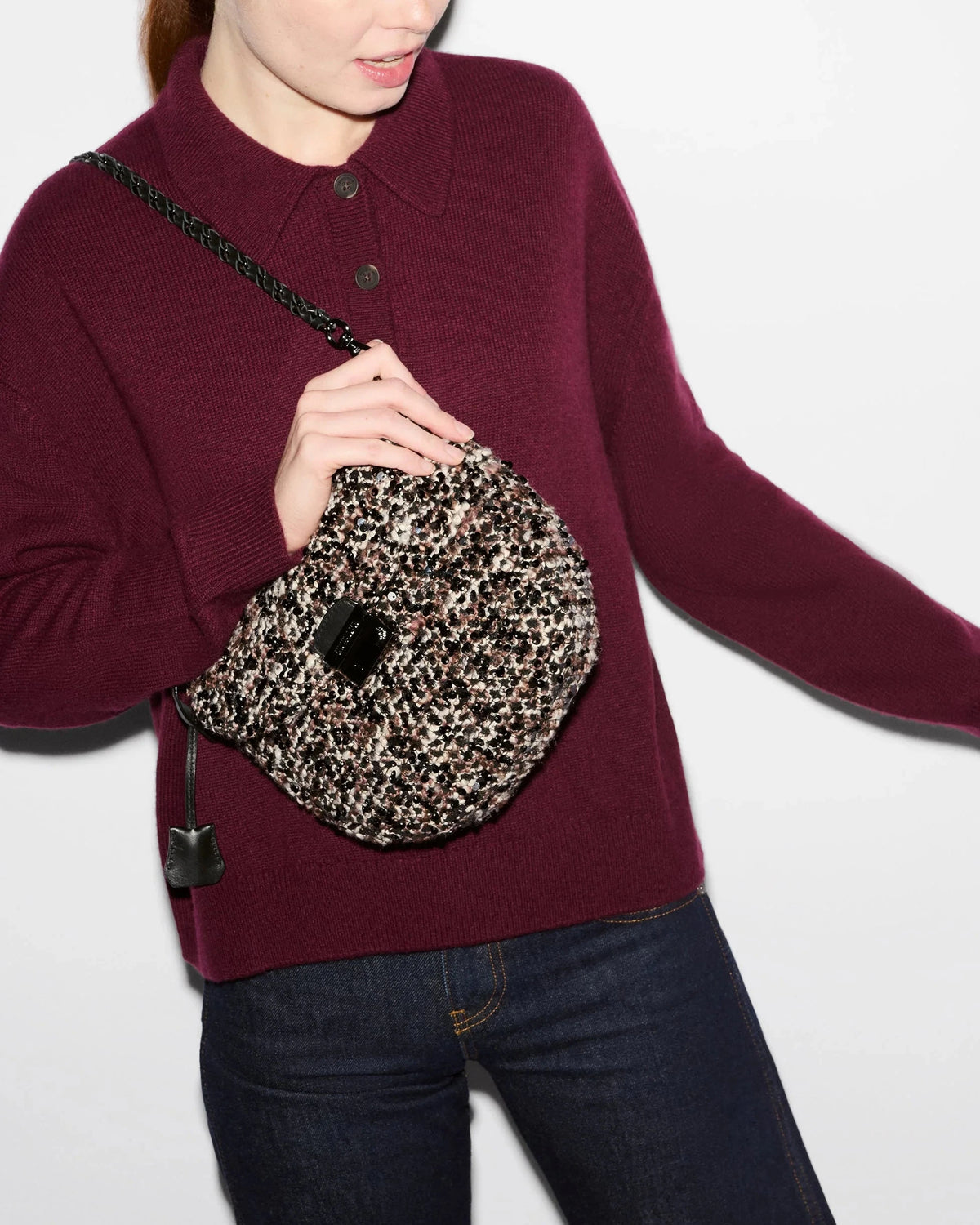 Crosby Lock Saddle Sequin Winter Boucle Crossbody MZ Wallace 