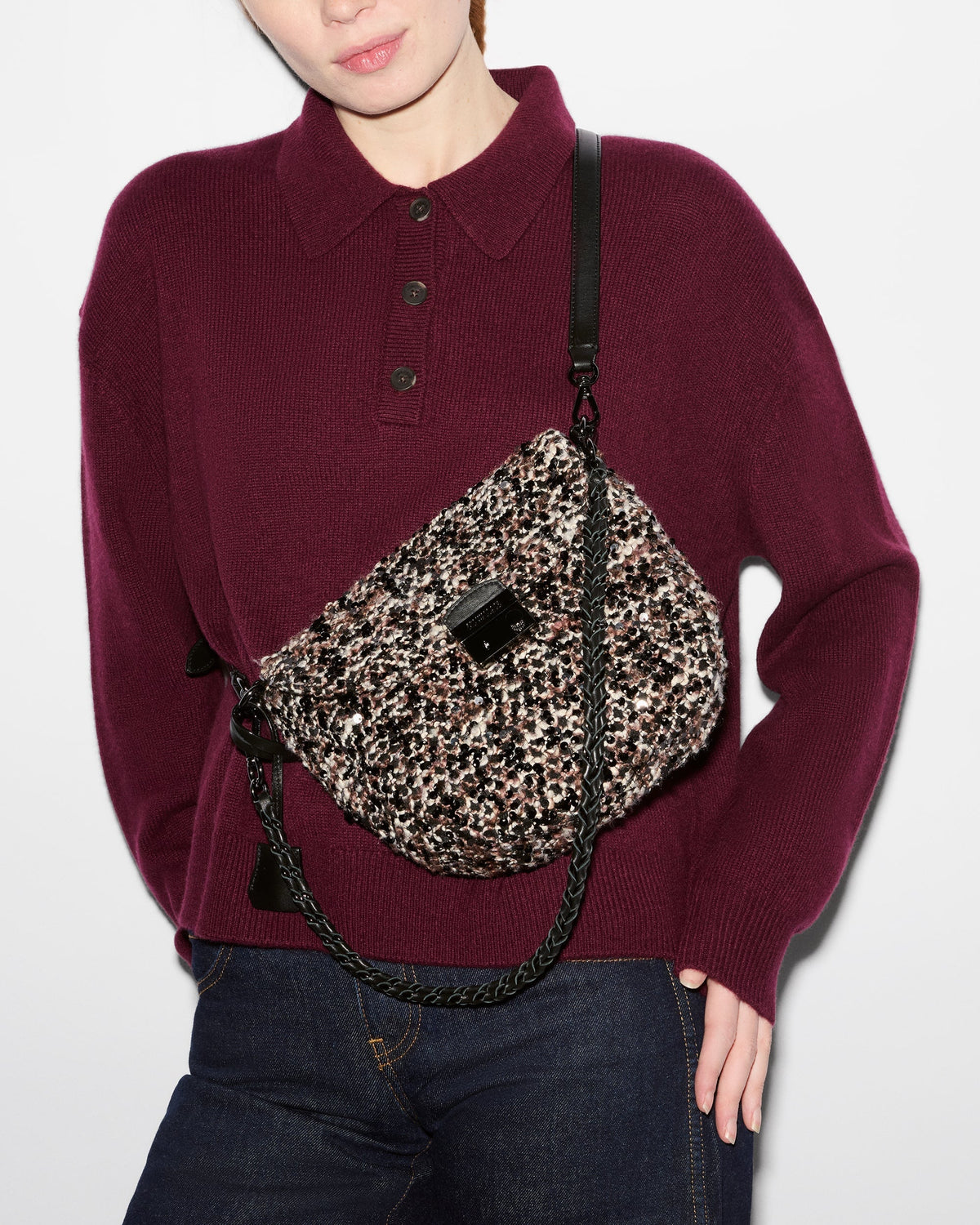 Crosby Lock Saddle Sequin Winter Boucle Crossbody MZ Wallace 