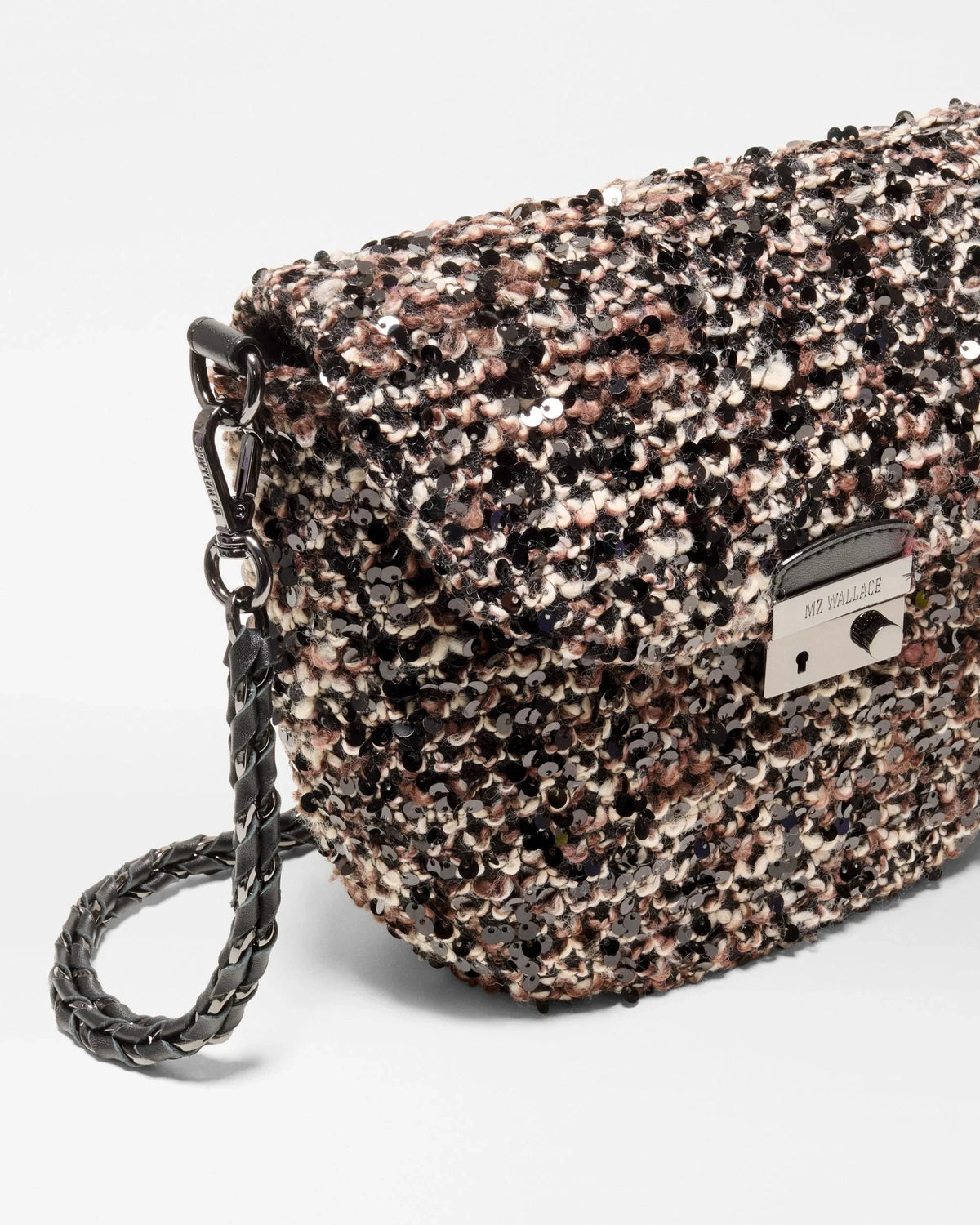 Crosby Lock Saddle Sequin Winter Boucle Crossbody MZ Wallace 