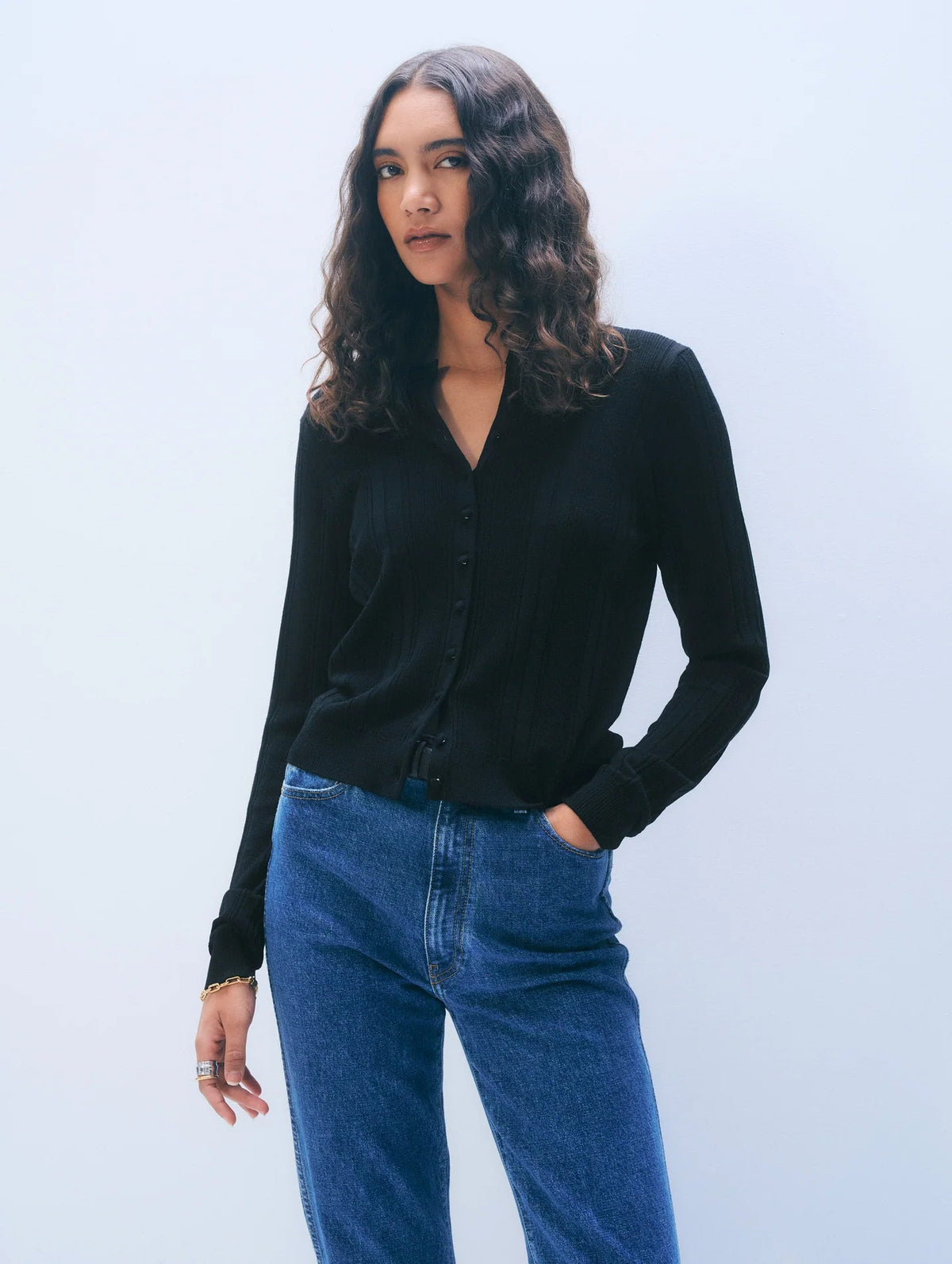Superfine Merino Wool Cardigan Black Sweater - Cardigans White + Warren 