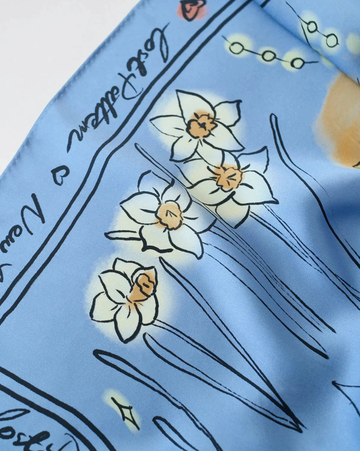 New York in Sketches Silk Scarf Blue Scarves Lost Pattern NYC 