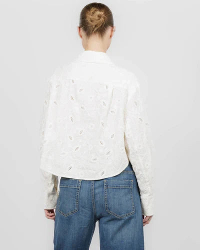 Farlowe Cropped Shirt Ivory Tops - Button Down Simkhai 