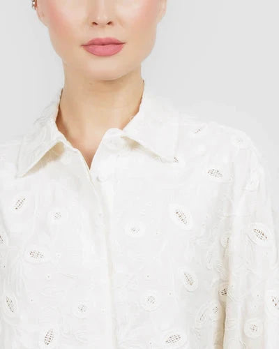 Farlowe Cropped Shirt Ivory Tops - Button Down Simkhai 