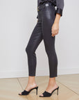 Margot Coated Cropped Skinny Jean Black Denim - Skinny L'Agence 