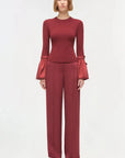Agata Taffeta Knit Top Oxblood Tops - Blouses Simkhai 