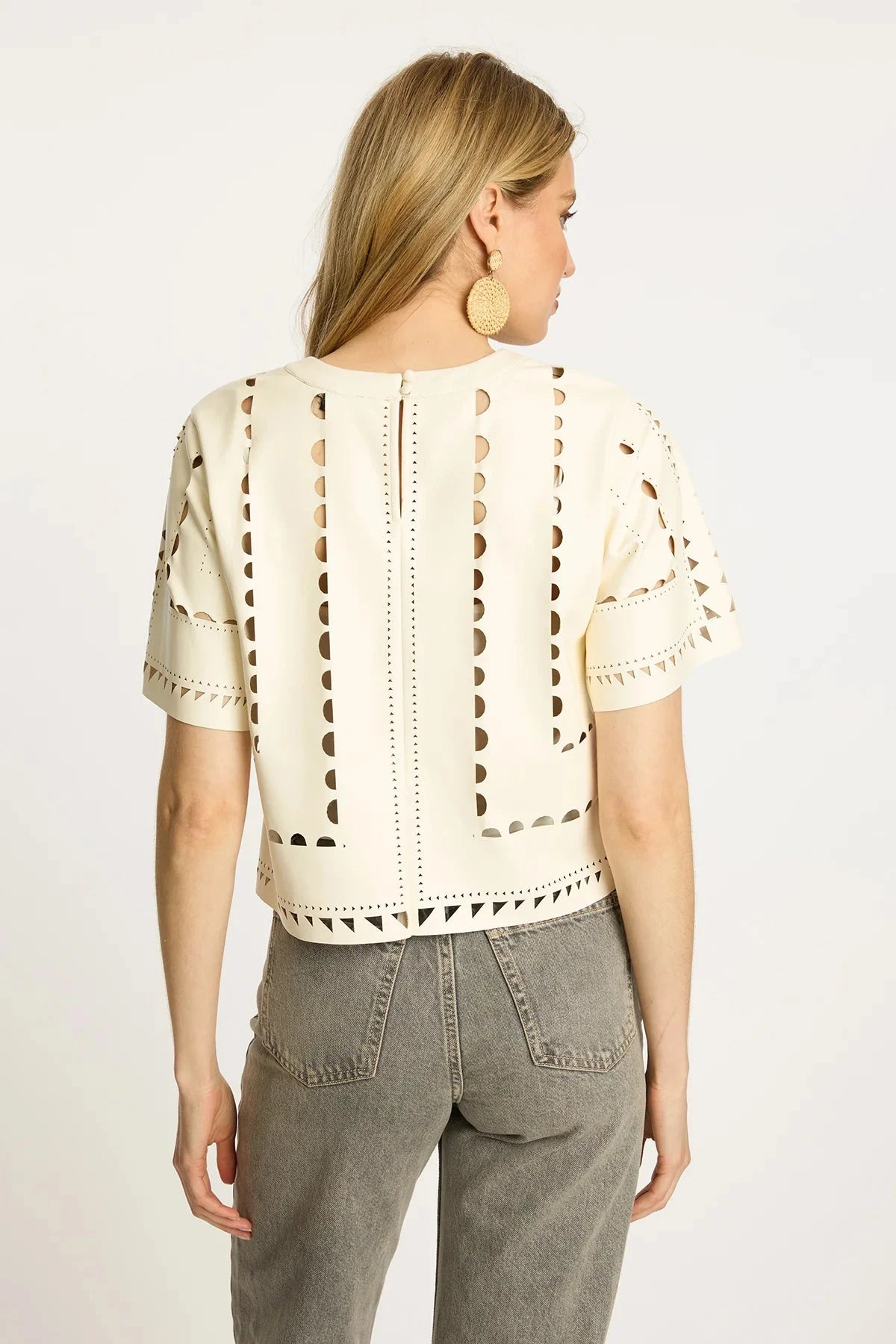 Anisa Top Antique White Vegan Leather Tops - Blouses Caballero 