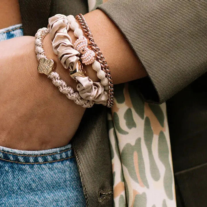 Gold Heart Silk Scrunchie Sand Beauty & Hair By Eloise 