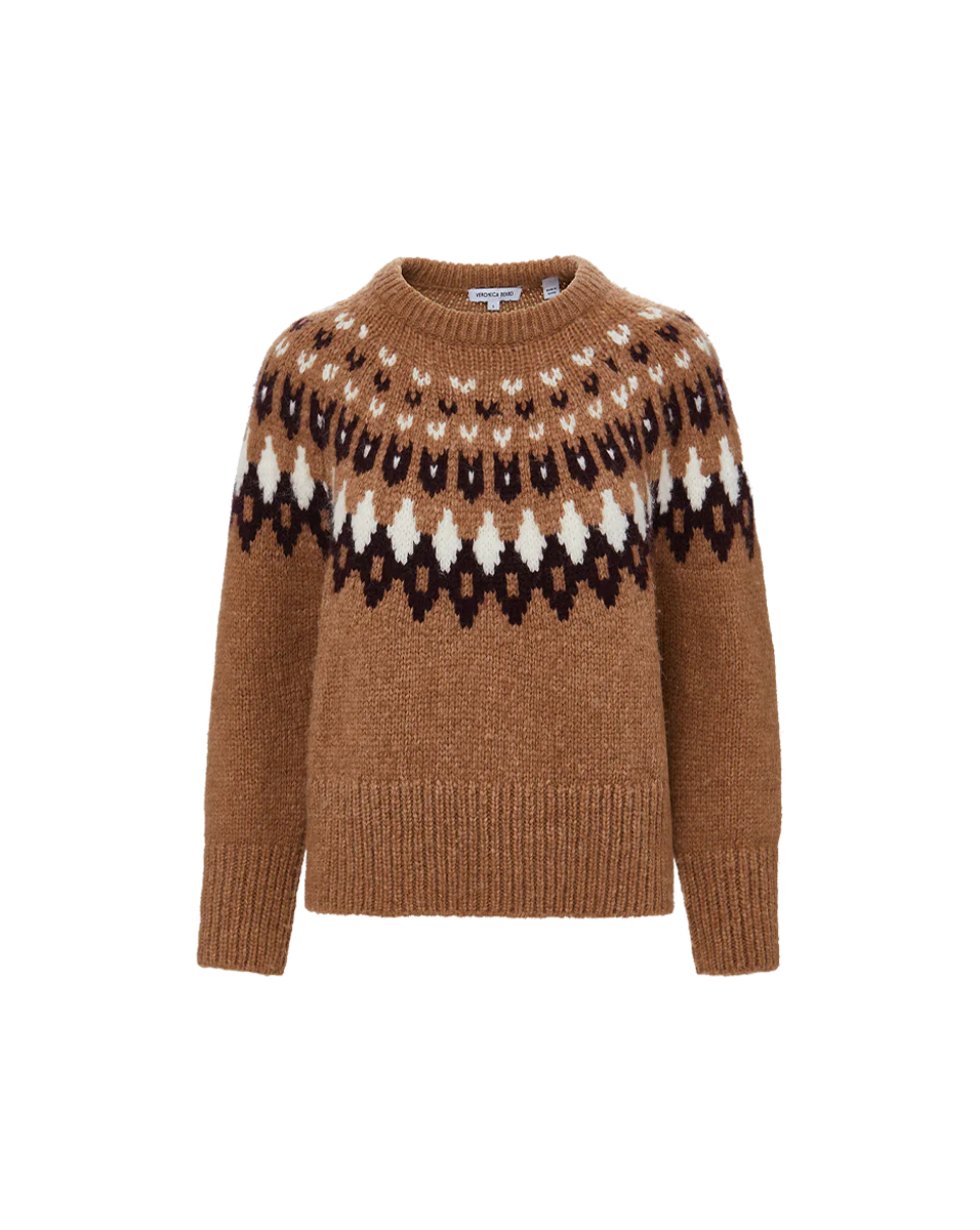 Anne Fairisle Pullover Russet Multi Sweater - Crewneck Veronica Beard 