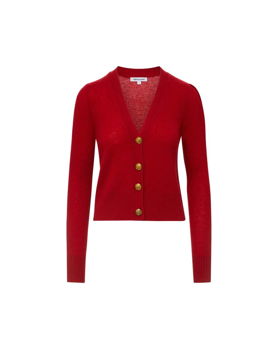 Solene Cashmere Cardigan Crimson