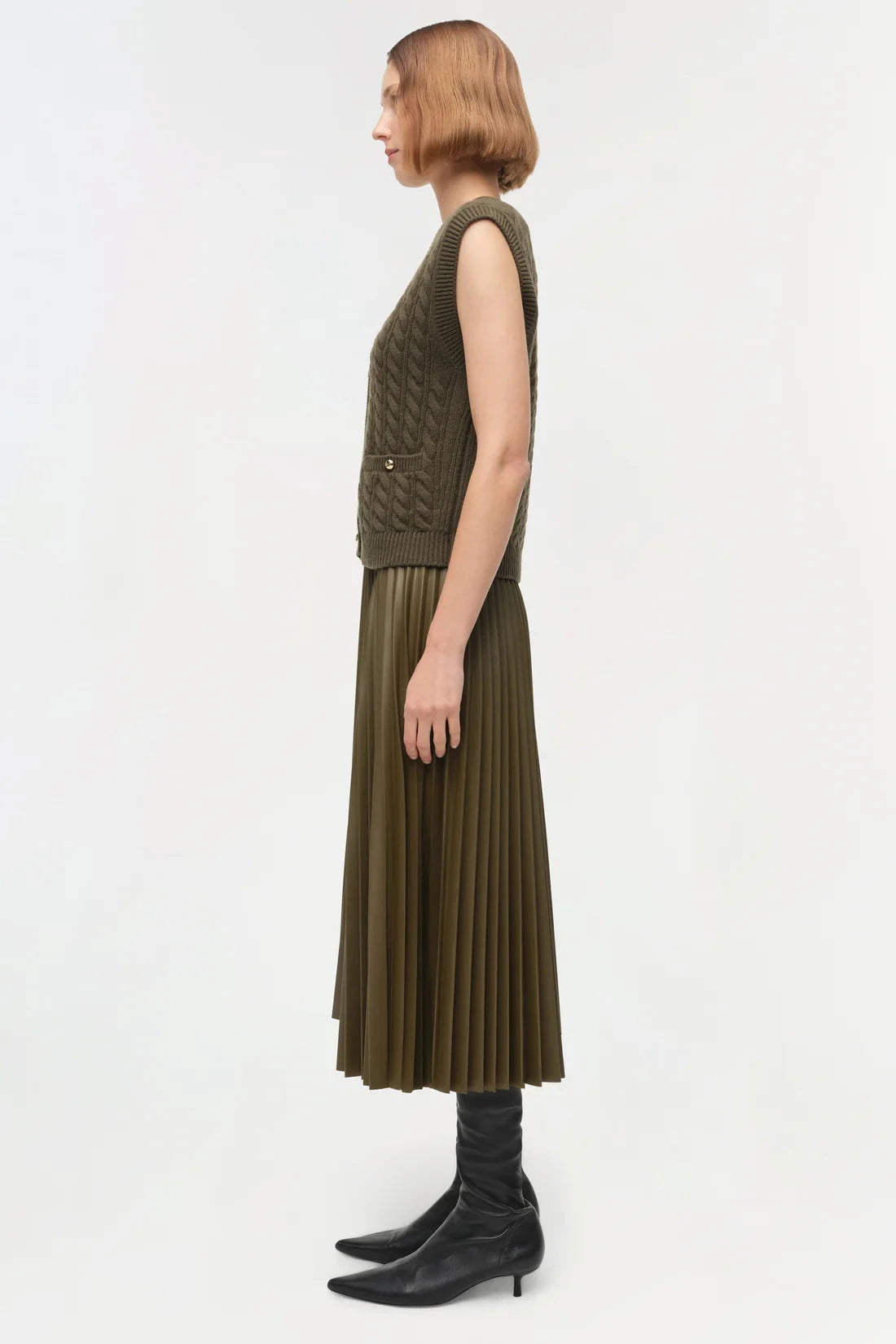 Perrie Cashmere Vest Olive Sweater - Vest Simkhai 