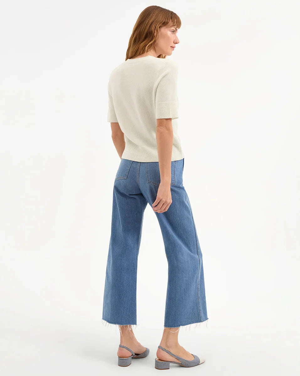 Short Sleeve Solene Cashmere Sweater Ivory Sweater - Cardigans Veronica Beard 