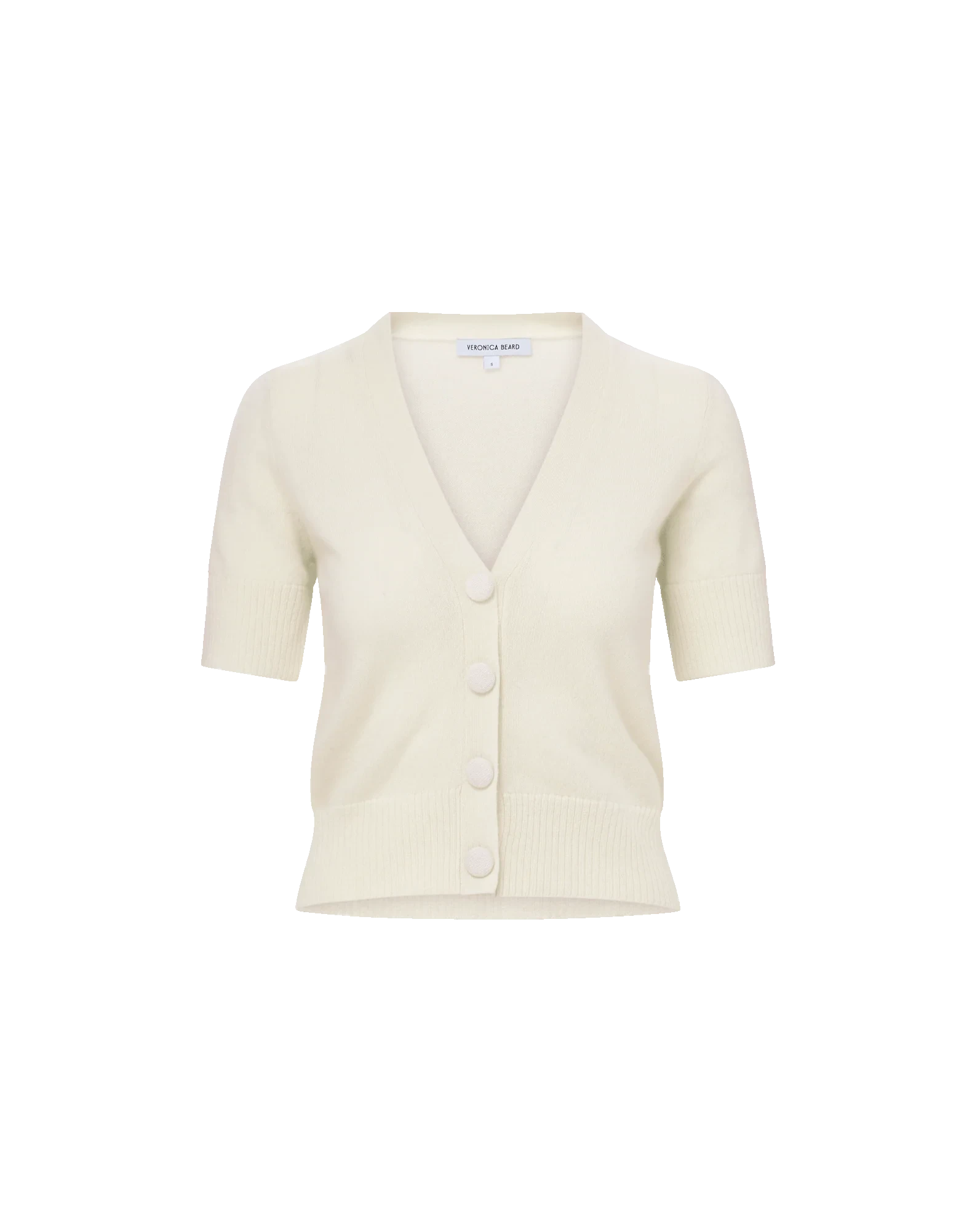 Short Sleeve Solene Cashmere Sweater Ivory Sweater - Cardigans Veronica Beard 