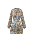 Nyjah Floral Long Sleeve Silk Minidress Lake Mist Multi Dresses - Short Veronica Beard 
