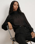 Alyssa Silk Turtleneck Blouse Black Tops - Blouses Veronica Beard 