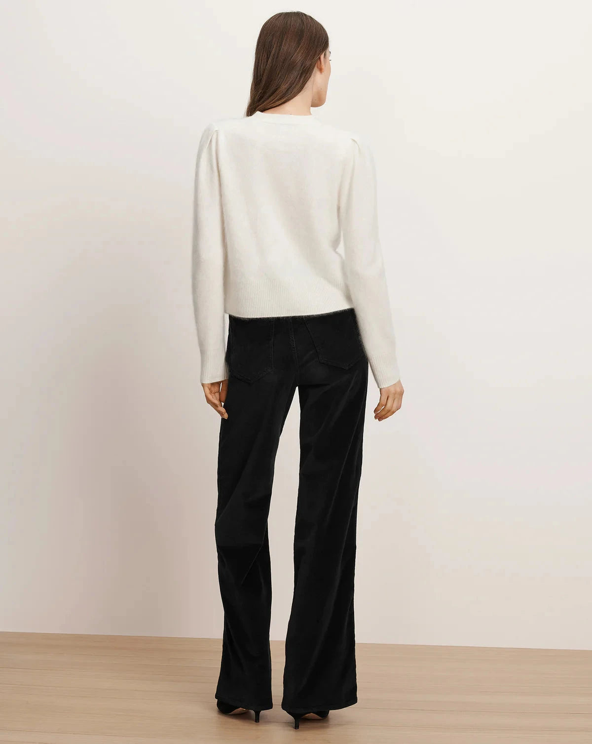 Solene Brushed Cashmere Long Sleeve Cardigan Ivory Sweater - Cardigans Veronica Beard 