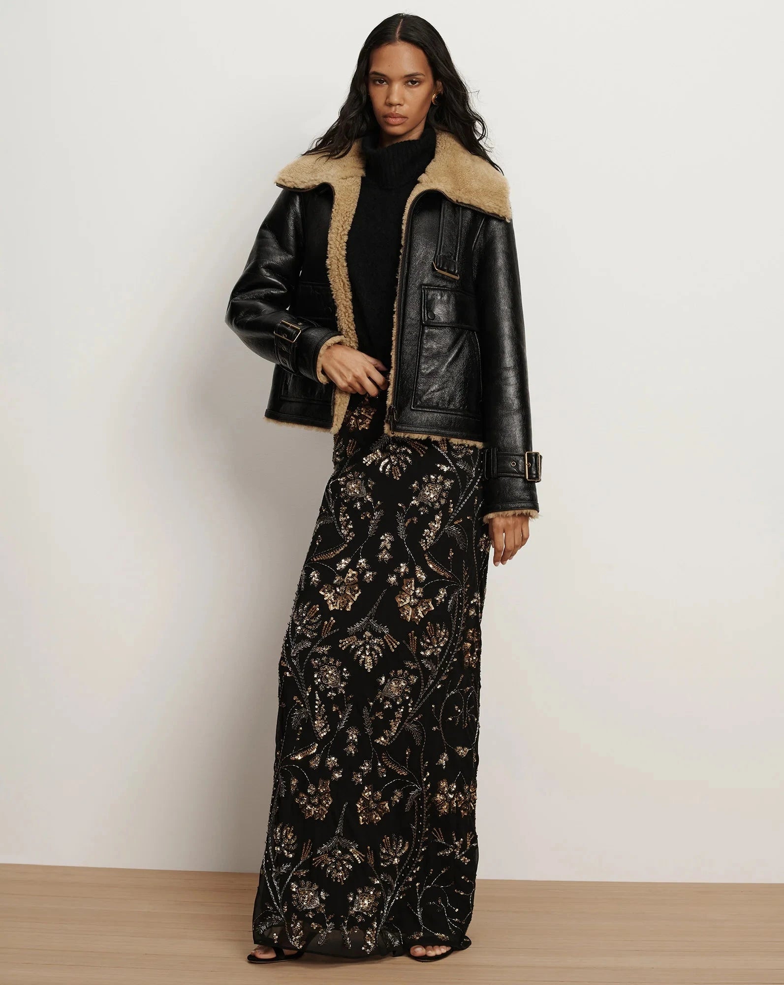 Danika Shearling Jacket Black Outerwear - Longsleeve Veronica Beard 