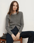 Daro Embellished Cardigan Dark Heather Grey Sweater - Cardigans Veronica Beard 