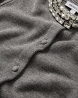 Daro Embellished Cardigan Dark Heather Grey Sweater - Cardigans Veronica Beard 