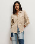 Ayton Merino-Cashmere Knit Top Oatmeal Tops - Button Down Veronica Beard 