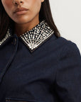 Barrington Embellished Denim Jacket Midnight Wash Jackets - Denim Veronica Beard 