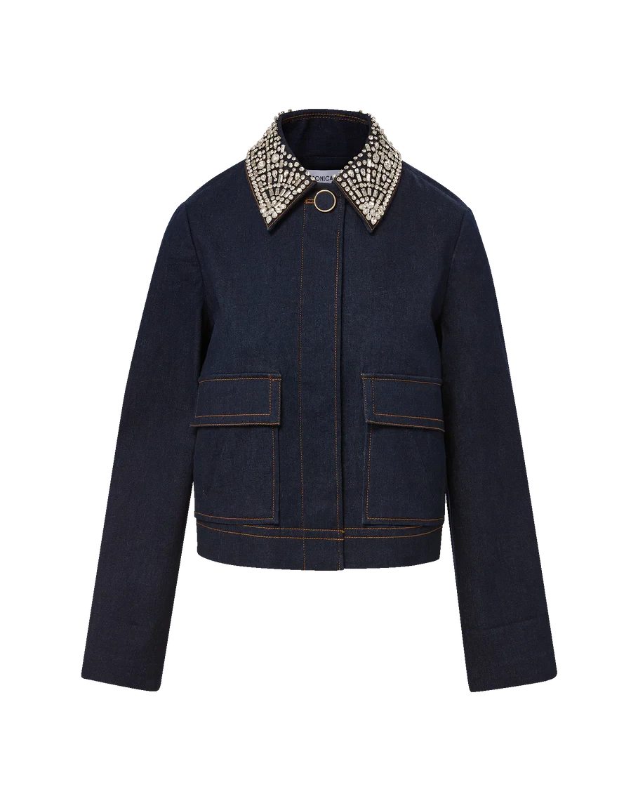Barrington Embellished Denim Jacket Midnight Wash Jackets - Denim Veronica Beard 