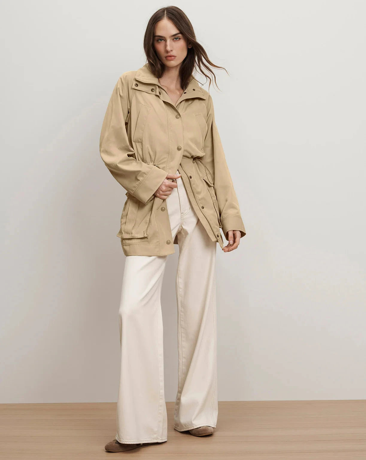 Arnault Parka Jacket in Tan Sand Outerwear - Longsleeve Veronica Beard 