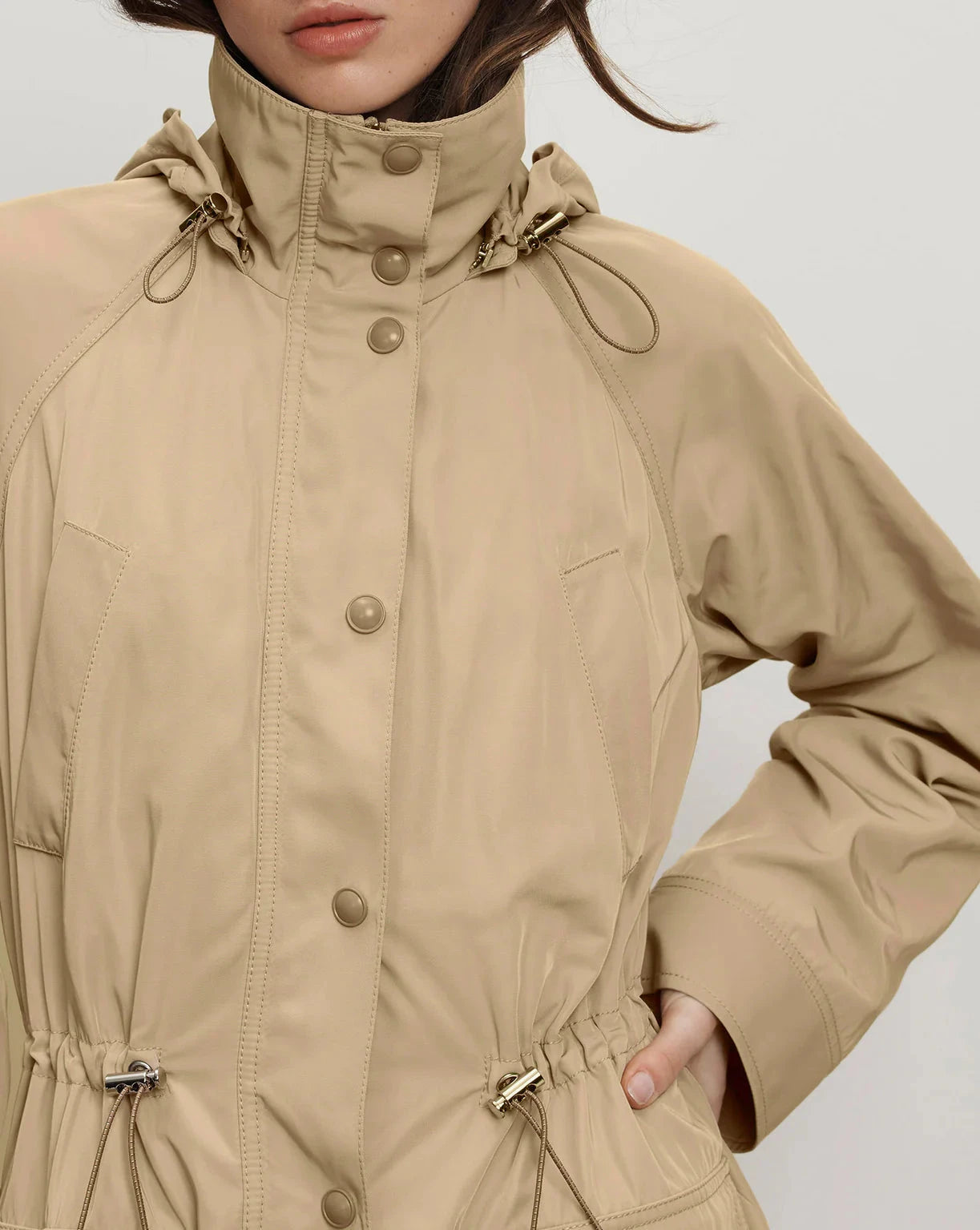 Arnault Parka Jacket in Tan Sand Outerwear - Longsleeve Veronica Beard 