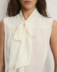 Magnolia Tie Neck Blouse Dove Off White Tops - Blouses Veronica Beard 