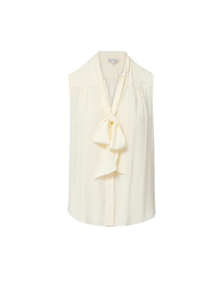 Magnolia Tie Neck Blouse Dove Off White Tops - Blouses Veronica Beard 