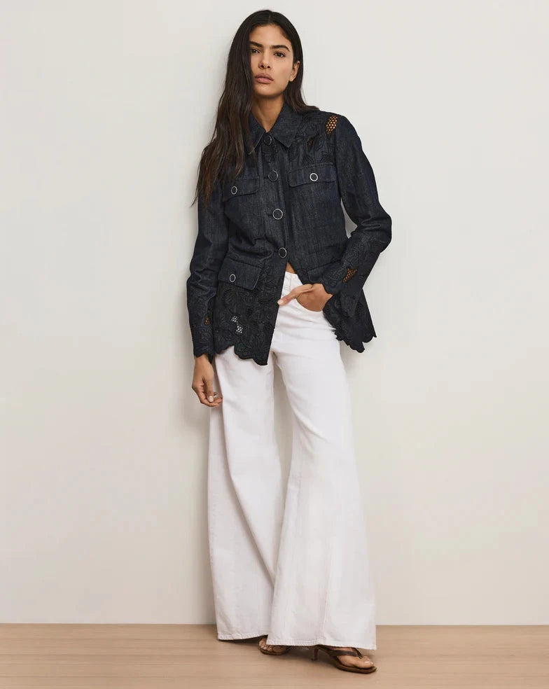 Kiki Eyelet Jacket Indigo Jackets - Denim Veronica Beard 