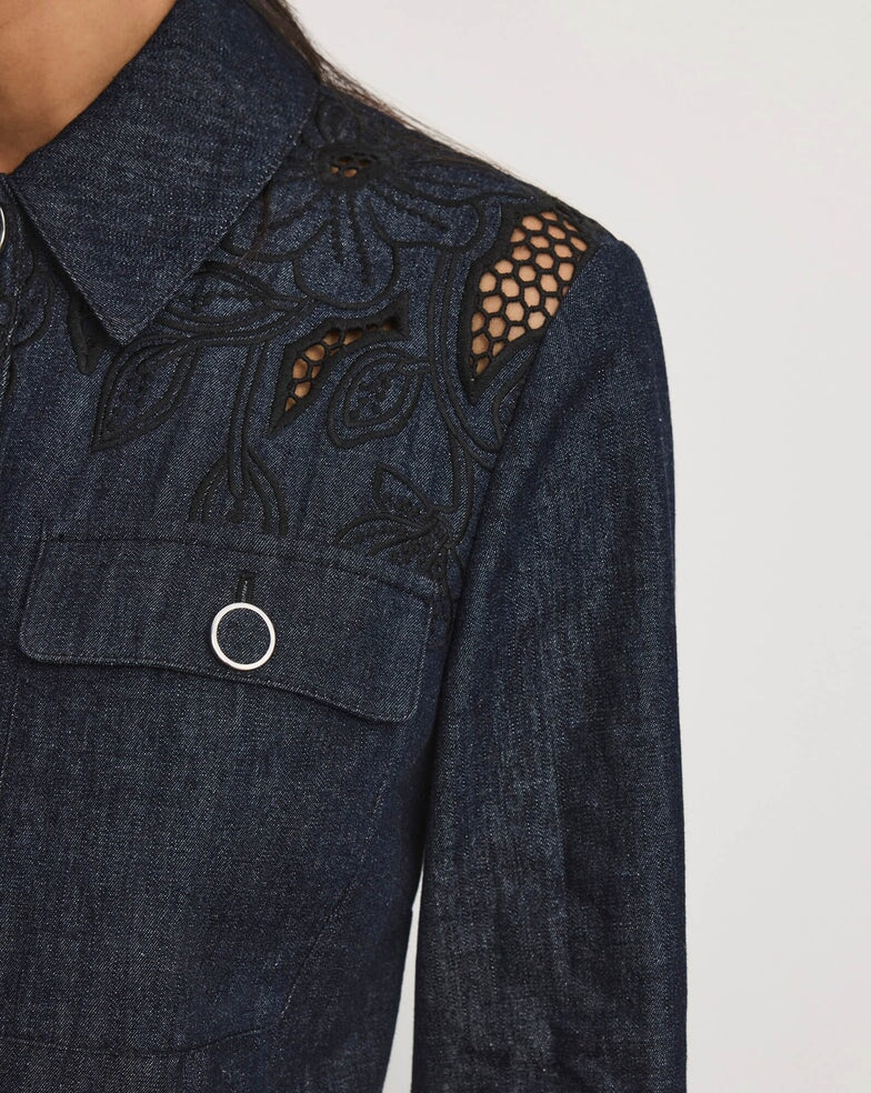 Kiki Eyelet Jacket Indigo Jackets - Denim Veronica Beard 