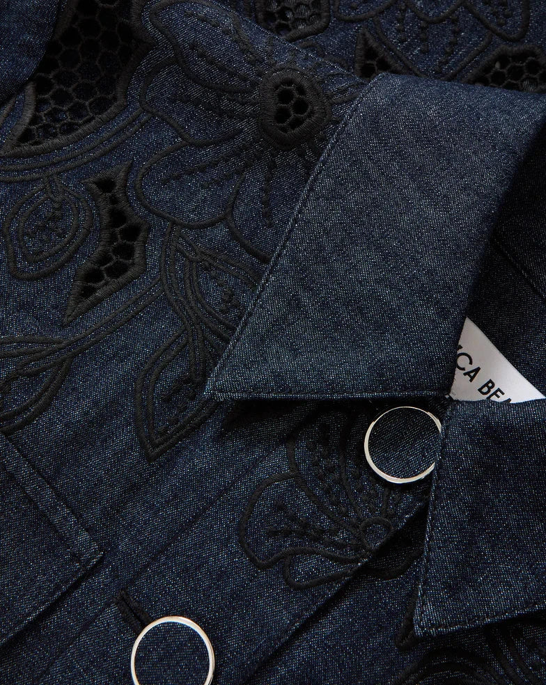 Kiki Eyelet Jacket Indigo Jackets - Denim Veronica Beard 