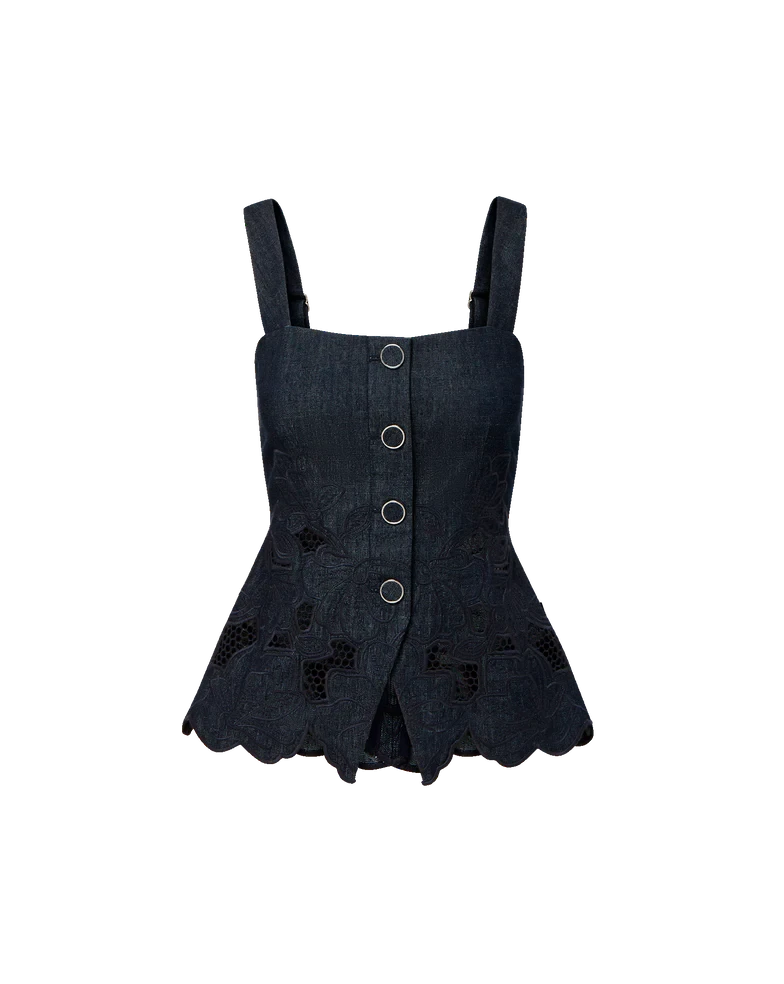 Mirielle Eyelet Tank Indigo Tops - Button Down Veronica Beard 
