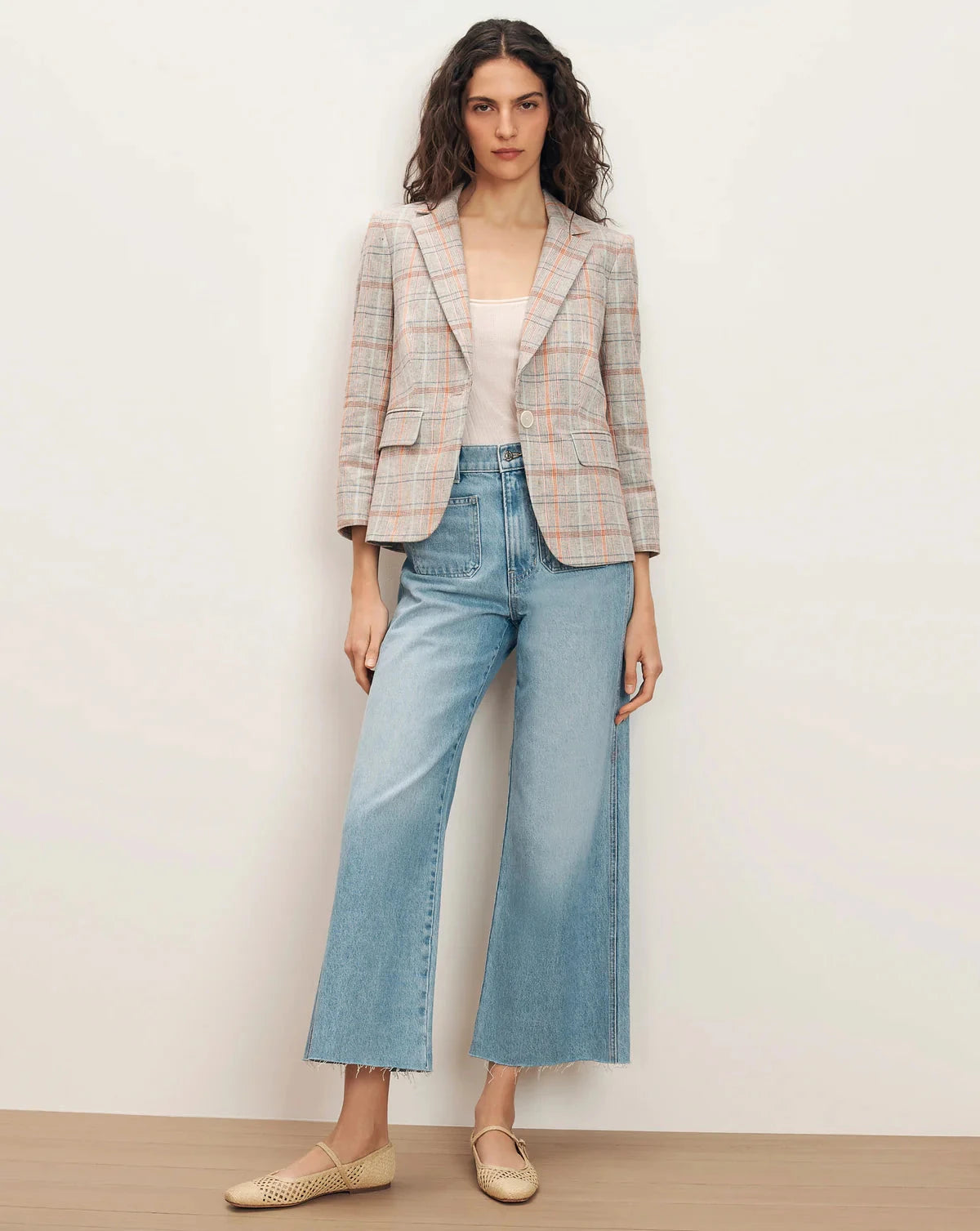 Schoolboy Plaid Dickey Jacket Muted Clay Multi Jackets - Blazers Veronica Beard 