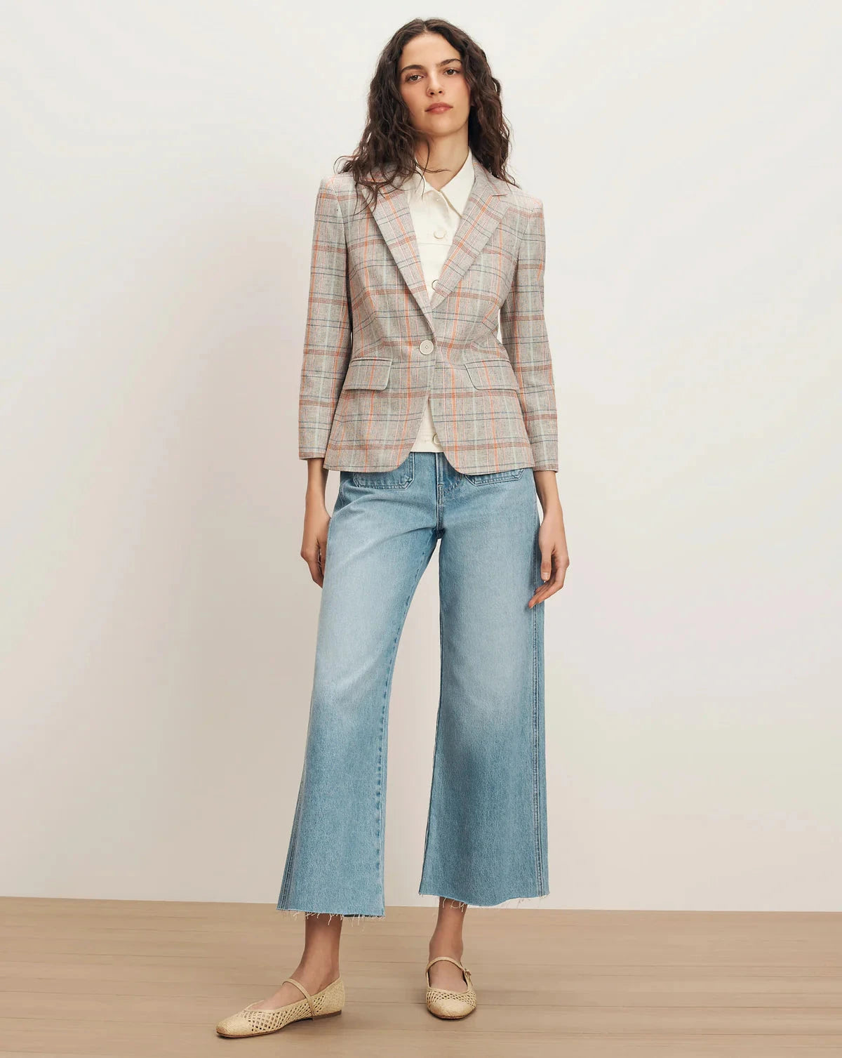 Schoolboy Plaid Dickey Jacket Muted Clay Multi Jackets - Blazers Veronica Beard 