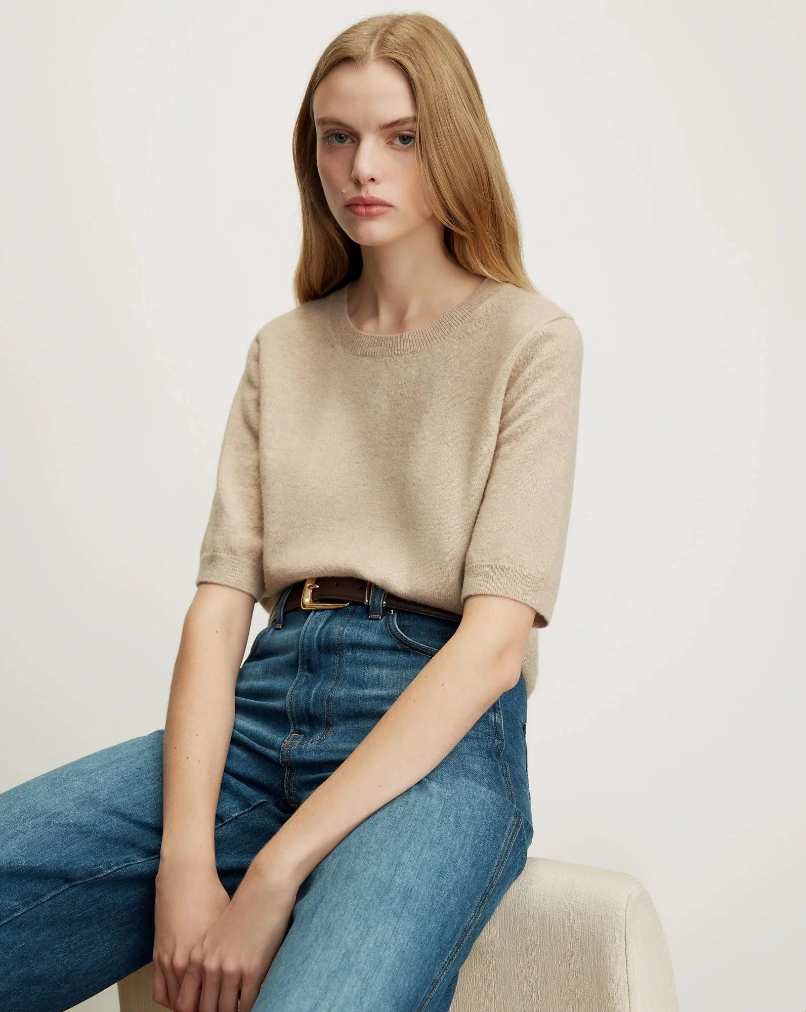 Shana Cashmere Sweater Oatmeal Sweater - Crewneck Veronica Beard 
