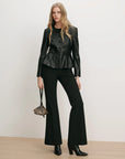 Quinn Leather Peplum Jacket Black