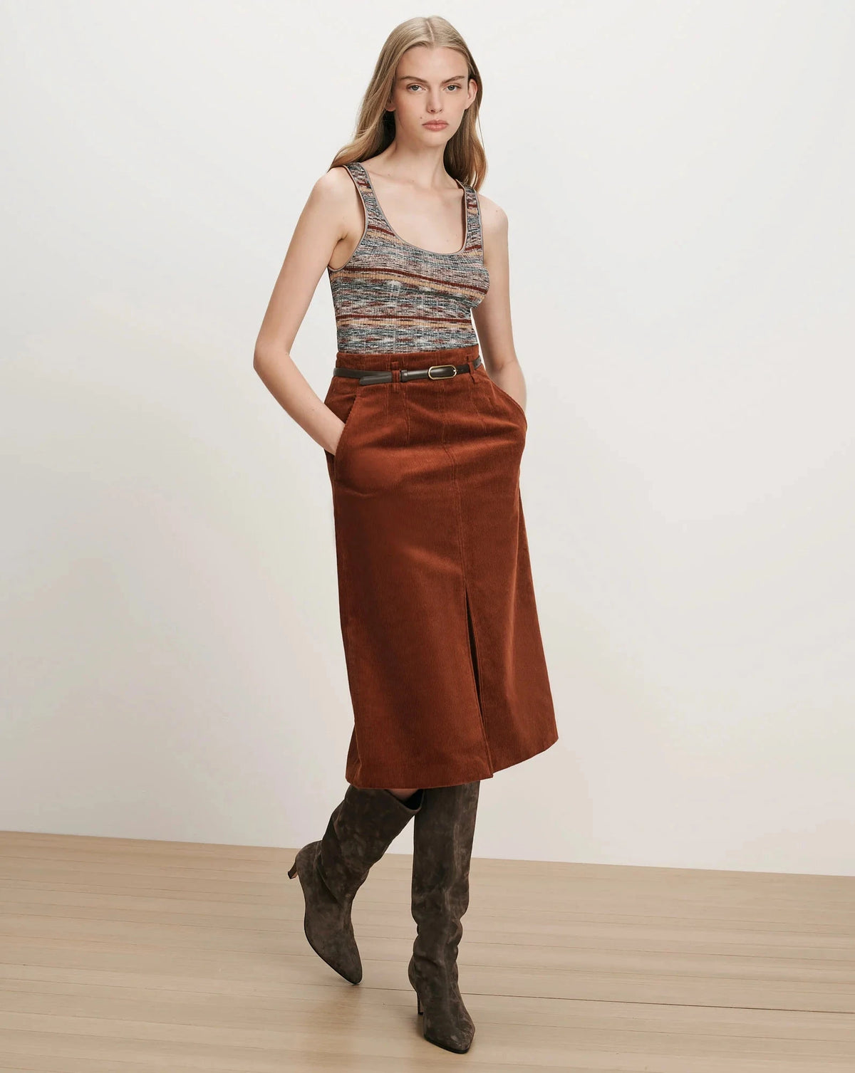 Alexie Corduroy Skirt Rust Skirts - Midi Veronica Beard 